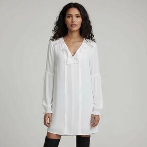 $98 Free People Peasant Tunic Top White Long Sleeve Tie Sleeve Size XS